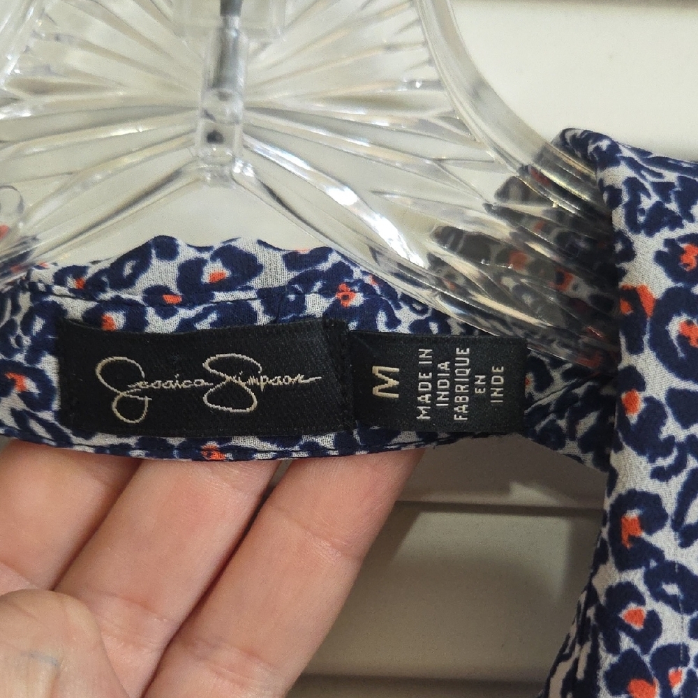 Jessica Simpson Blue Blouse with Mandarin Collar and Relaxed Fit - Picture 3 of 6